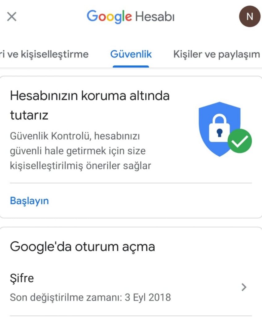 android gmail şifre