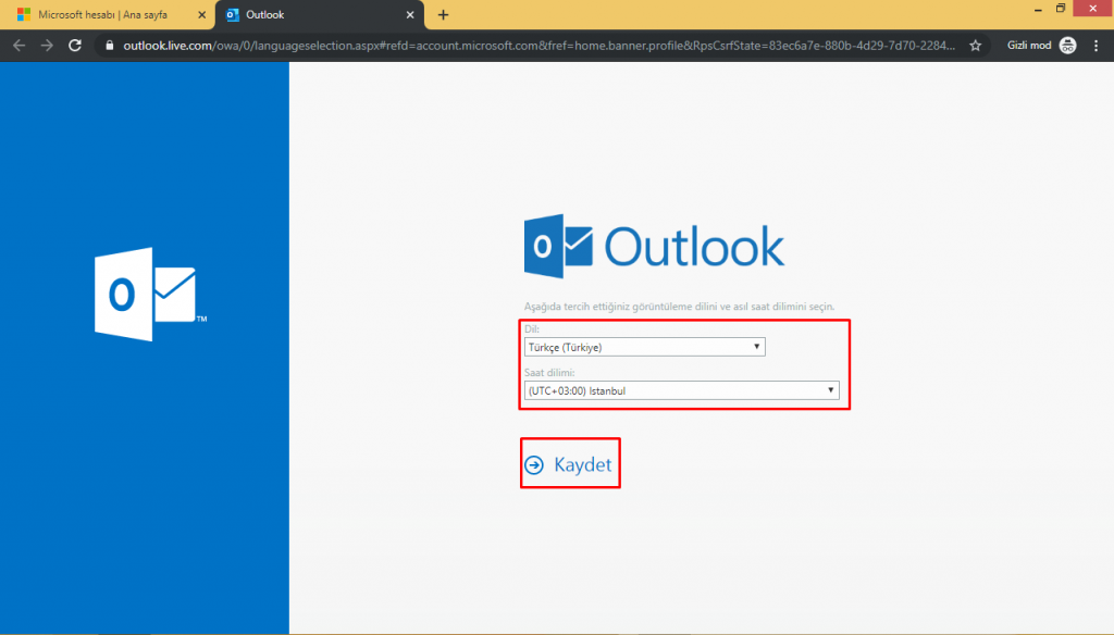 Hotmail Sign in türkçe
