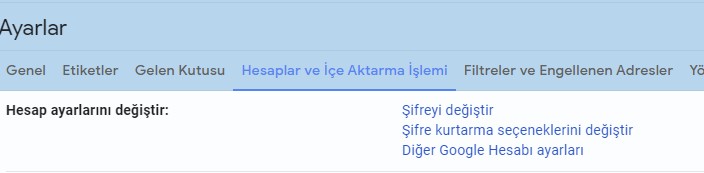gmail hesabı şifre değiştirme