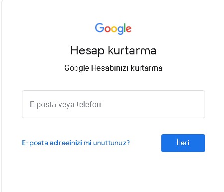 google hesap kurtarma