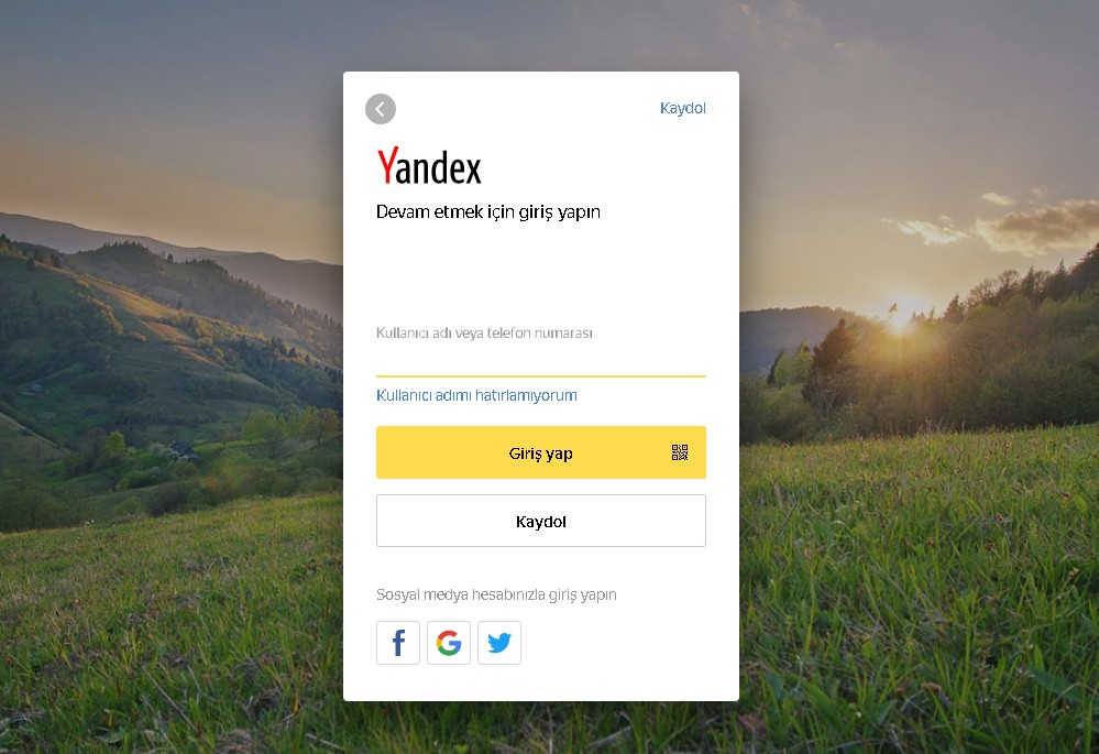 yandex mail giriş