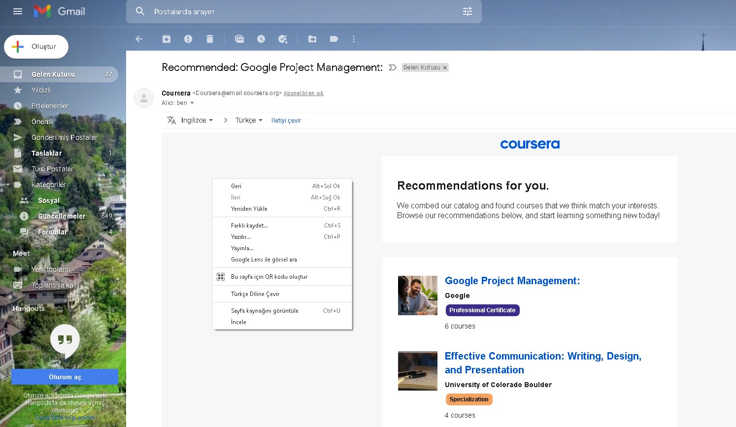 google translate gmail