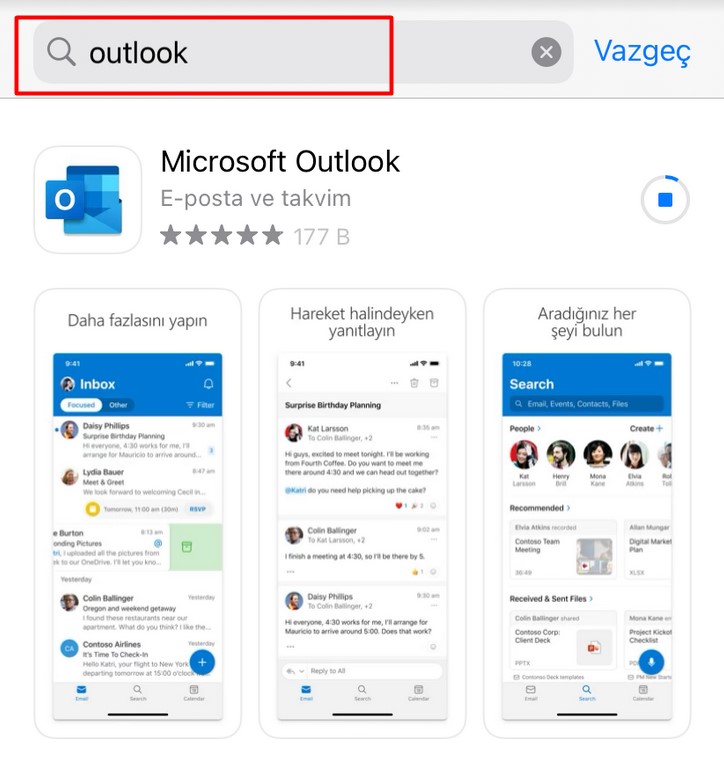 iphone outlook indir hotmail igriş