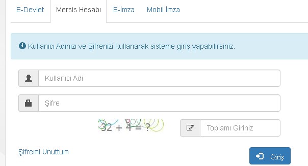 mersis giriş sayfası