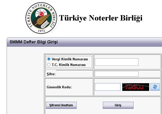 Noterler Birliği Defter Girişi