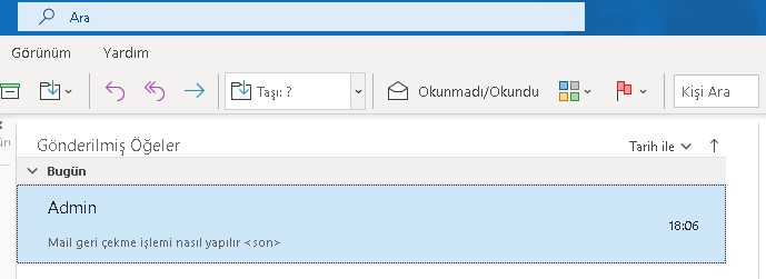 mail geri çekme outlook nasıl yapılır