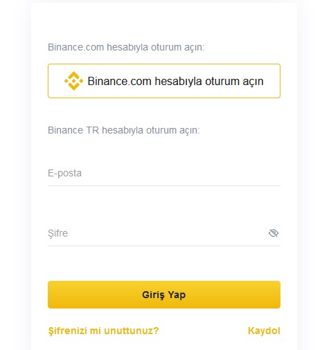 Binance TR Hesabıyla Binance Giriş