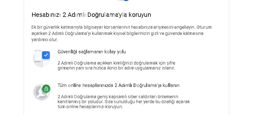 Google 2 Adımlı Doğrulamayı Etkinleştirme