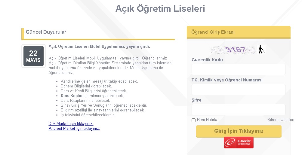 açık lise öğrenci giriş