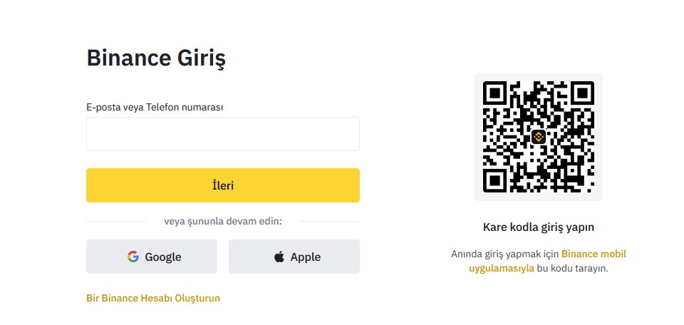 binance giriş