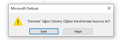 microsoft outlook klasör silme