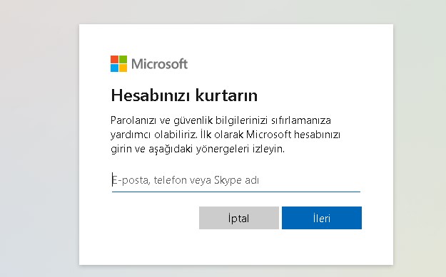 outlook çalışmıyor şifre sıfırlama