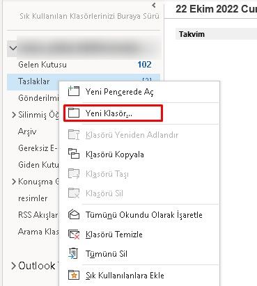 outlook masaüstü yeni klasör oluşturma
