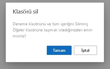 outlook web klasör silme işlemi
