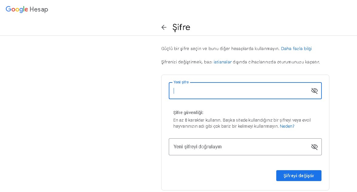 Gmail Parolasını Değiştirme