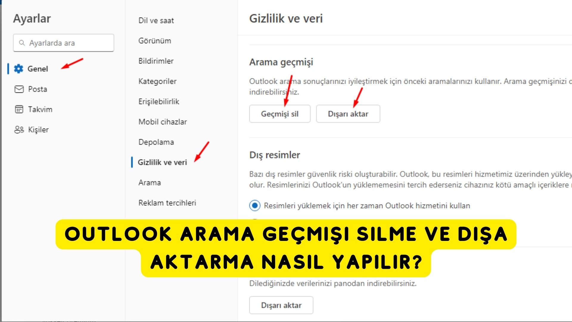 Outlook Arama Geçmişi Silme ve Dışa Aktarma Nasıl Yapılır?