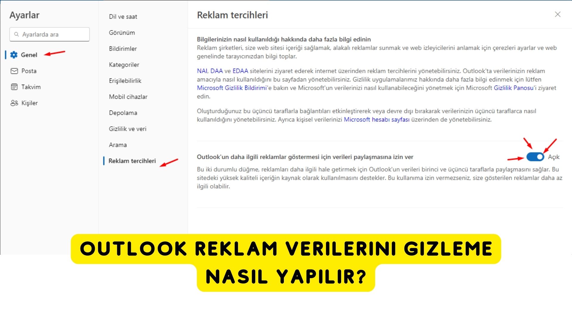 Outlook Reklam Verilerini Gizleme Nasıl Yapılır?