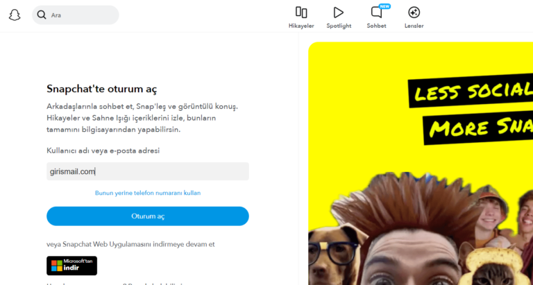 Snapchat giriş
